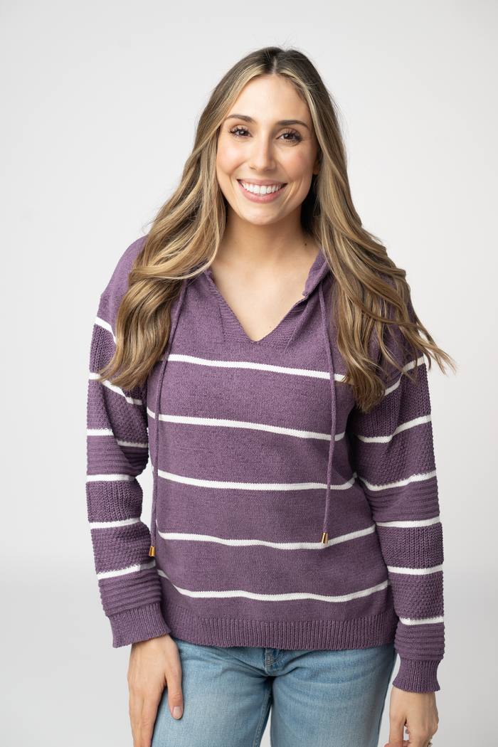 Maddie Striped Hoodie - Purple
