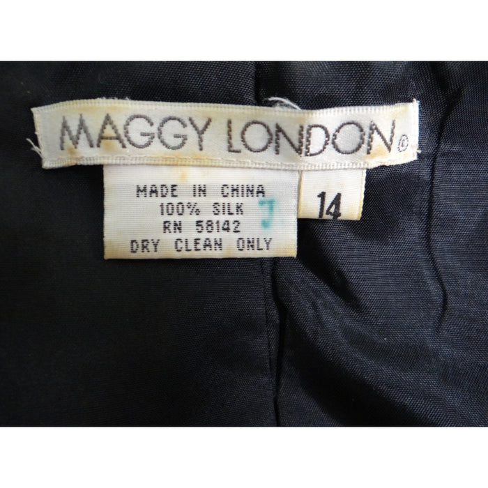 Maggy London Red Black Tiger Stripe Quilted Silk Jacket Size 142