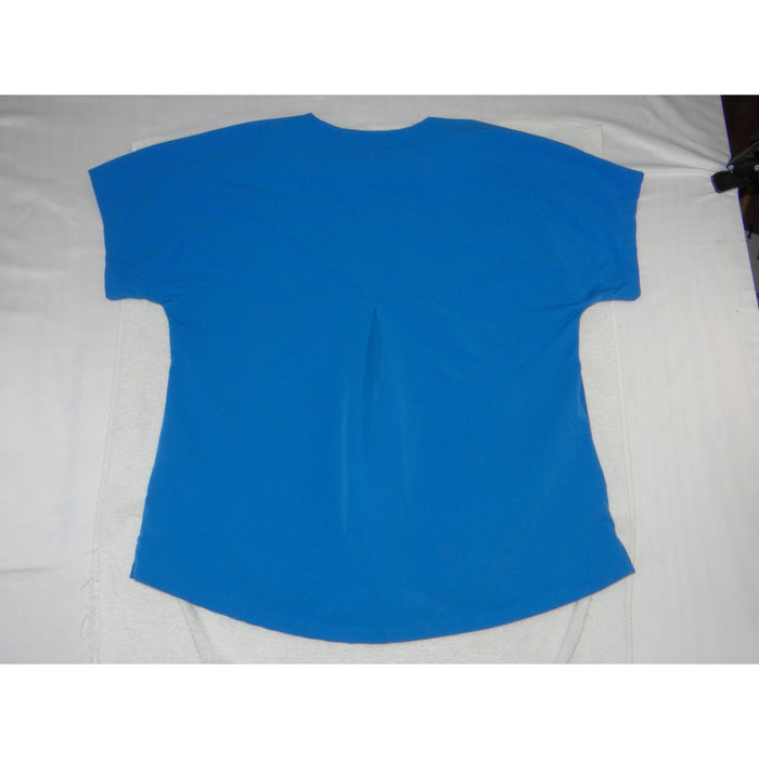Mandala Equa Tek Blue V Neck Scrub Top Womens 2XL Short Sleeve Liquid Repellent2