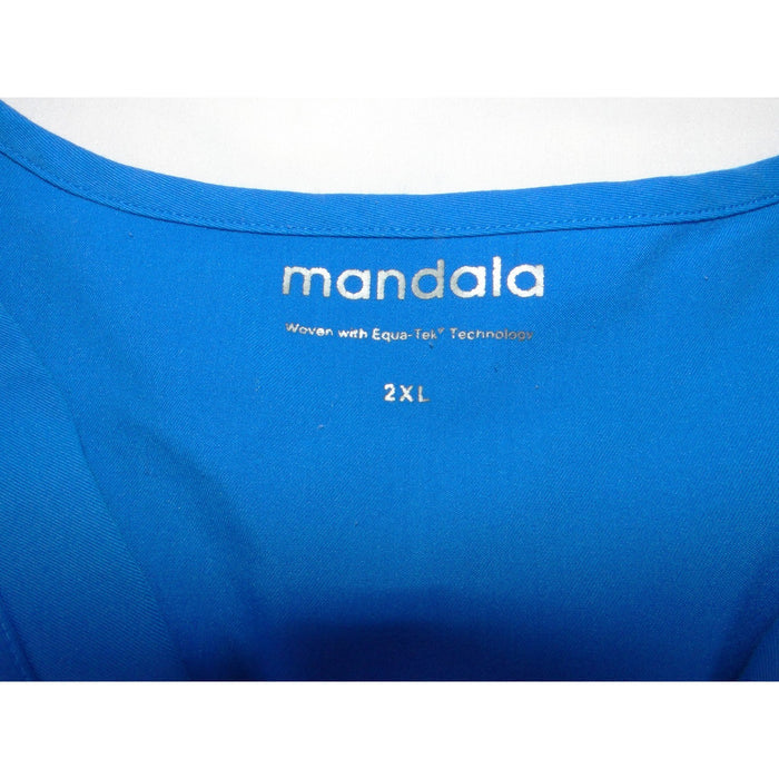 Mandala Equa Tek Blue V Neck Scrub Top Womens 2XL Short Sleeve Liquid Repellent5