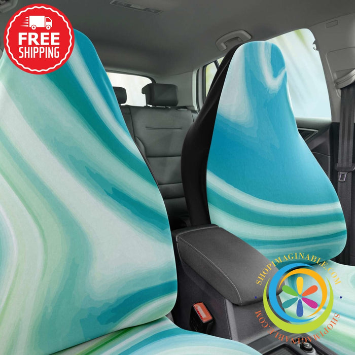 Marbled Blue Car Seat Covers Cover - Aop