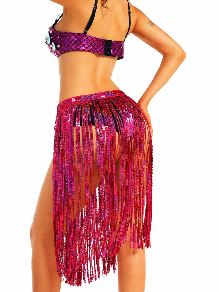 Marine Style Fuchsia Shiny Two-Piece Set