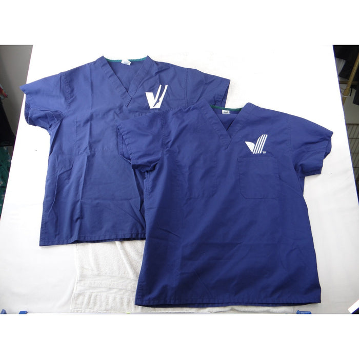 Medline AngelStat Navy Blue V Neck Scrub Tops Lot of 2 Medium0