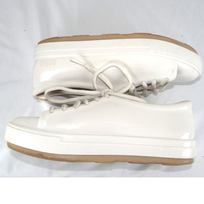 Melissa Be Women White Melflex PVC Platform Jelly Sneakers Lace Up Shoes2