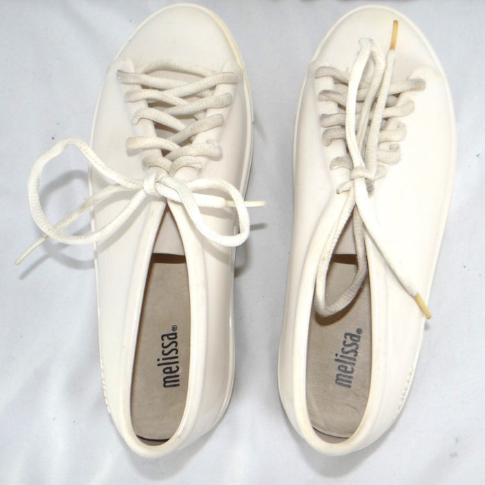 Melissa Be Women White Melflex PVC Platform Jelly Sneakers Lace Up Shoes5
