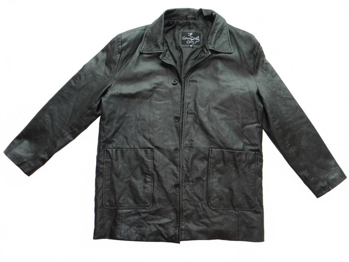 Men's Black Leather Jacket Medium Caribou Creek0