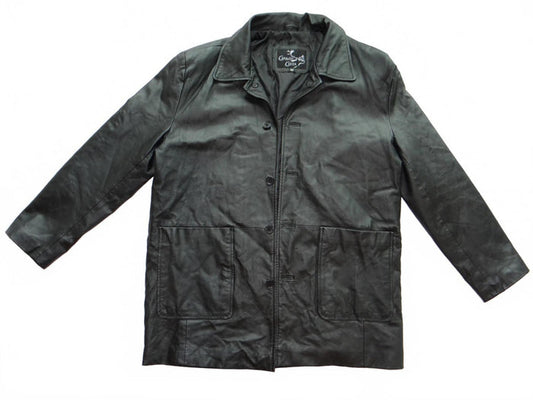 Men's Black Leather Jacket Medium Caribou Creek0