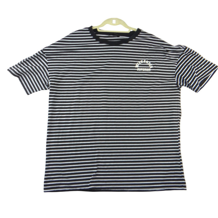 Mens Black White Striped Weekender Superior Graphic Short Sleeve T Shirt0