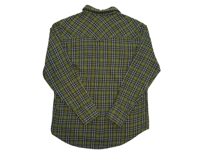 Men's Olive Green Plaid Casual Shirt with Snap Buttons1