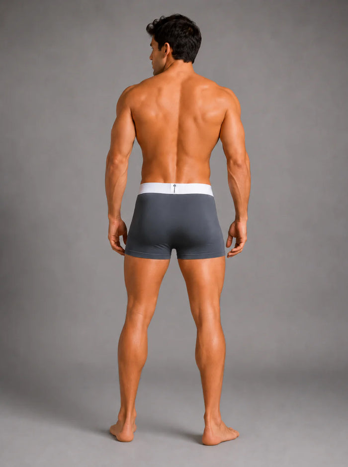 Men's Polyamide Elastane StretchMax Performance Trunk with QuickDry Technology - Slate Grey