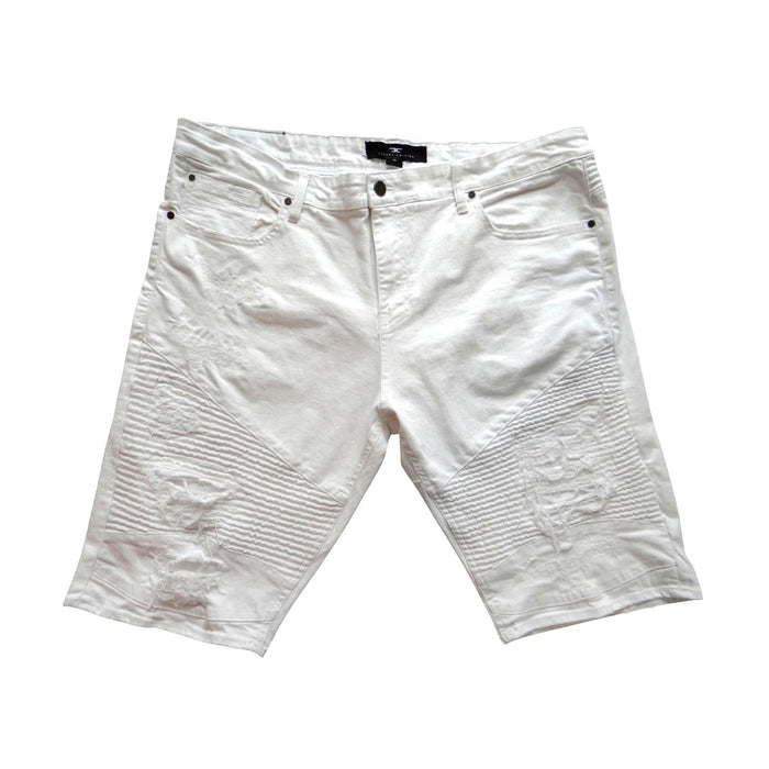 Men's White Distressed Denim Shorts0