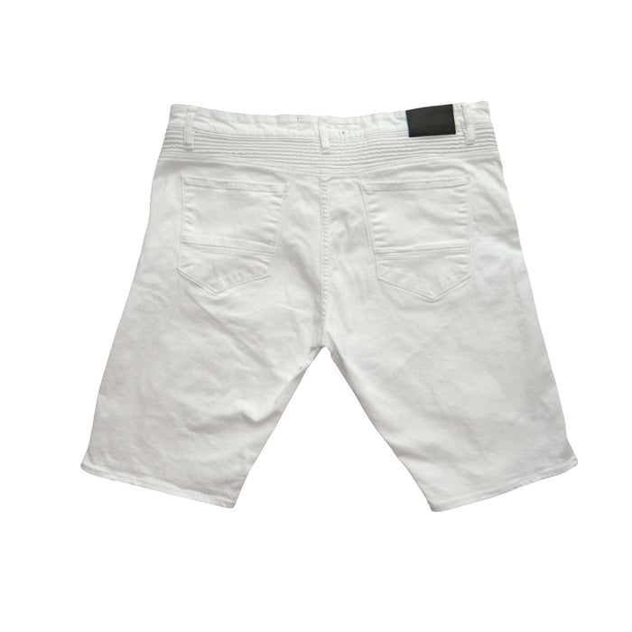Men's White Distressed Denim Shorts1