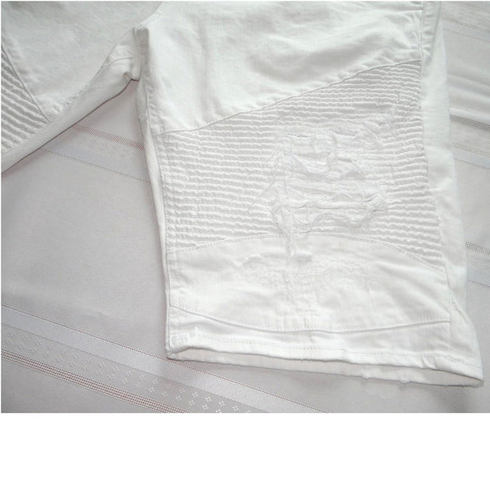 Men's White Distressed Denim Shorts3