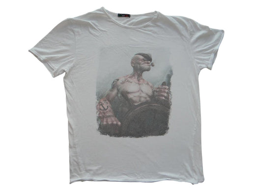 Men's White Graphic T Shirt with Popeye Print0