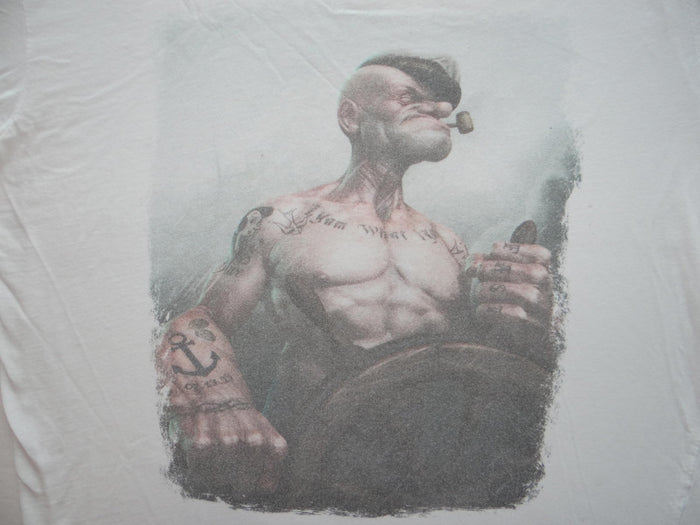 Men's White Graphic T Shirt with Popeye Print2