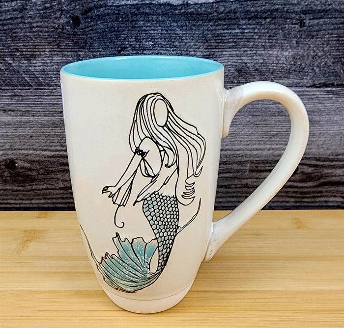 Mermaid Coffee Mug 18oz (532ml) Tall Tea Cup Ceramic Sea Life By Blue Sky