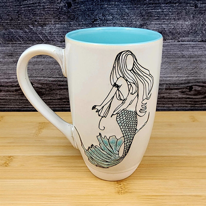 Mermaid Coffee Mug 18oz (532ml) Tall Tea Cup Ceramic Sea Life By Blue Sky