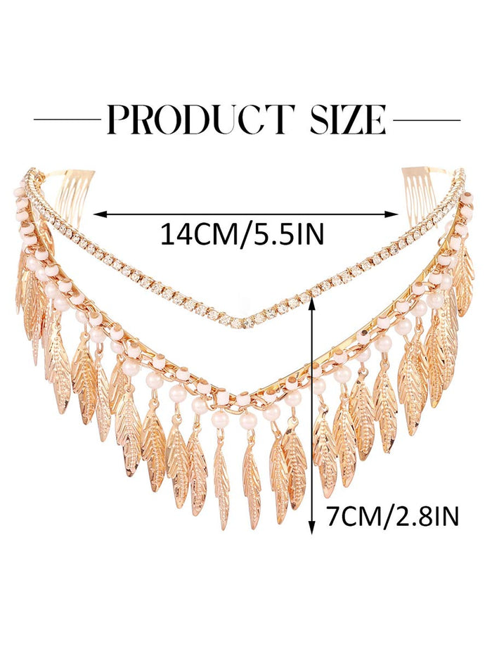 Metal Leaf Tassel Goddess Headdress