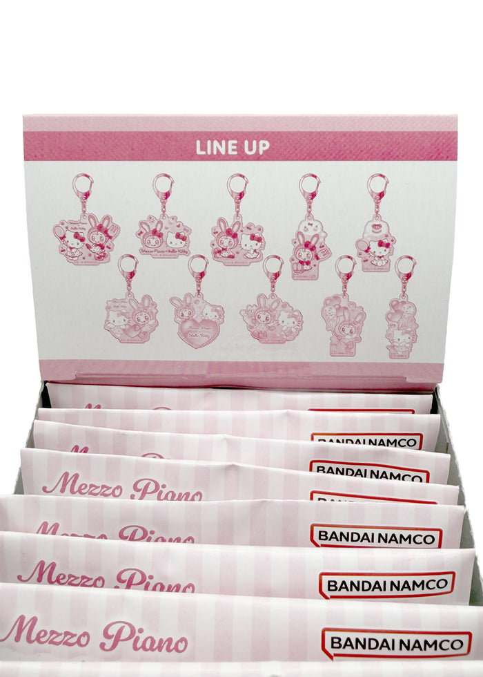 Bandai Mezzo Piano x Hello Kitty Acrylic Keychain Blind Box Single in multicolor with one surprise Hello Kitty collab acrylic keychain — back view