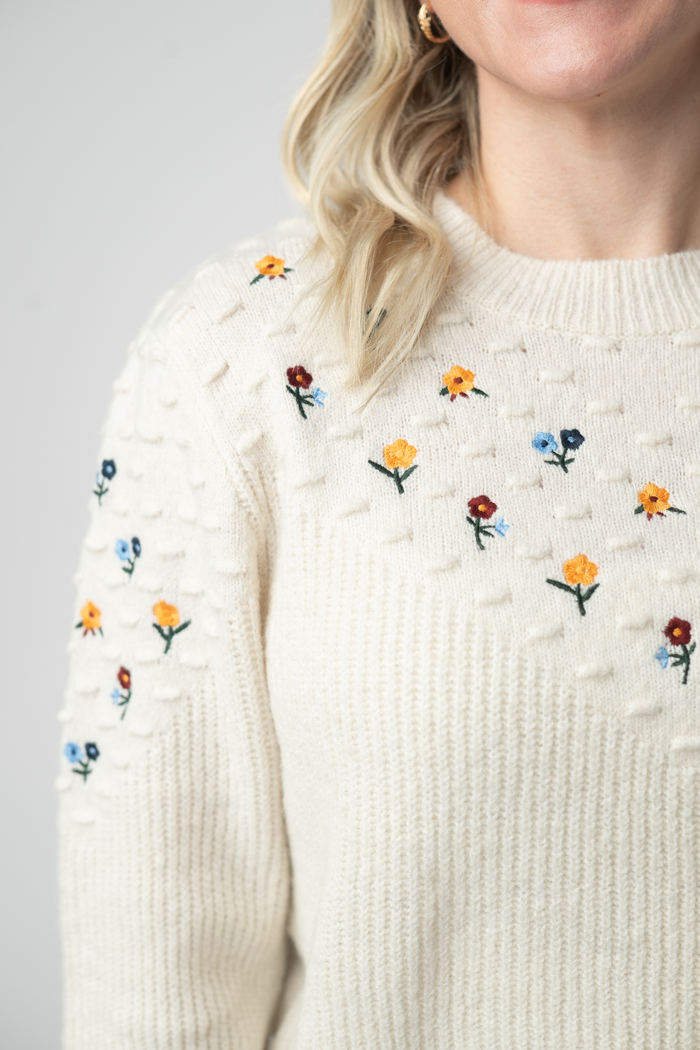Micro Flower Sweater - Ivory