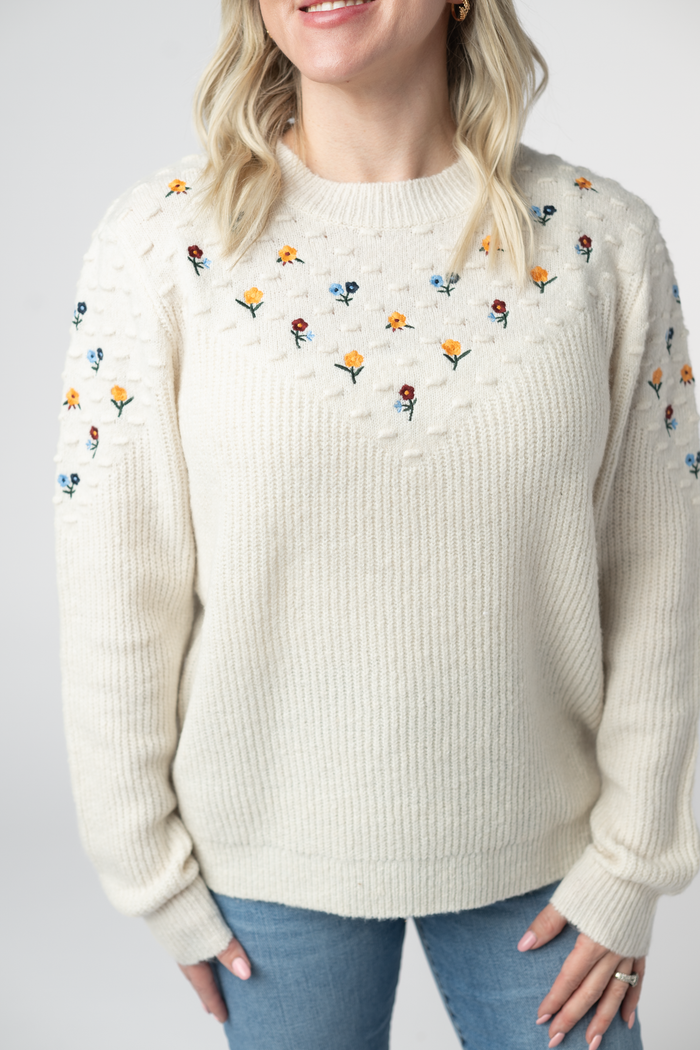 Micro Flower Sweater - Ivory
