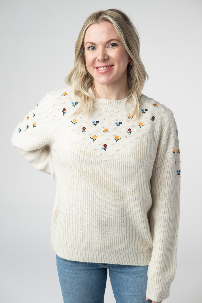 Micro Flower Sweater - Ivory