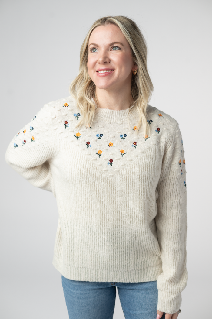 Micro Flower Sweater - Ivory