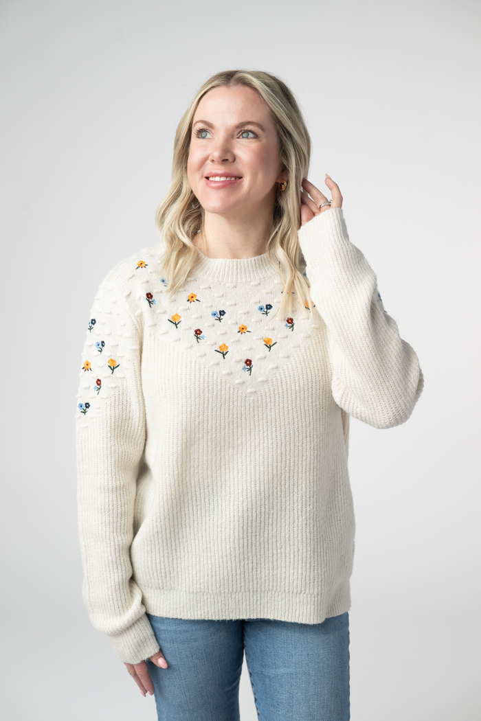 Micro Flower Sweater - Ivory