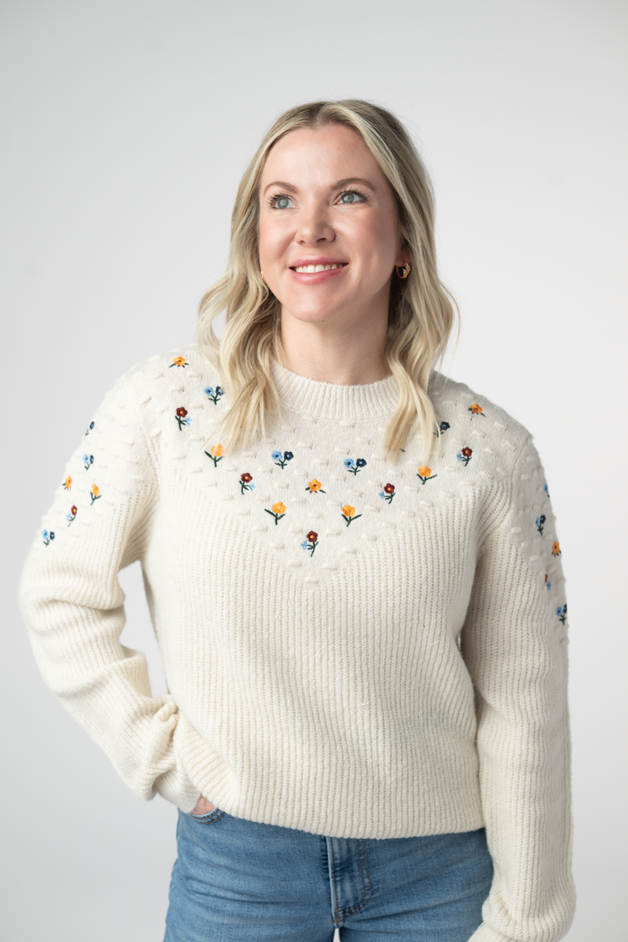 Micro Flower Sweater - Ivory