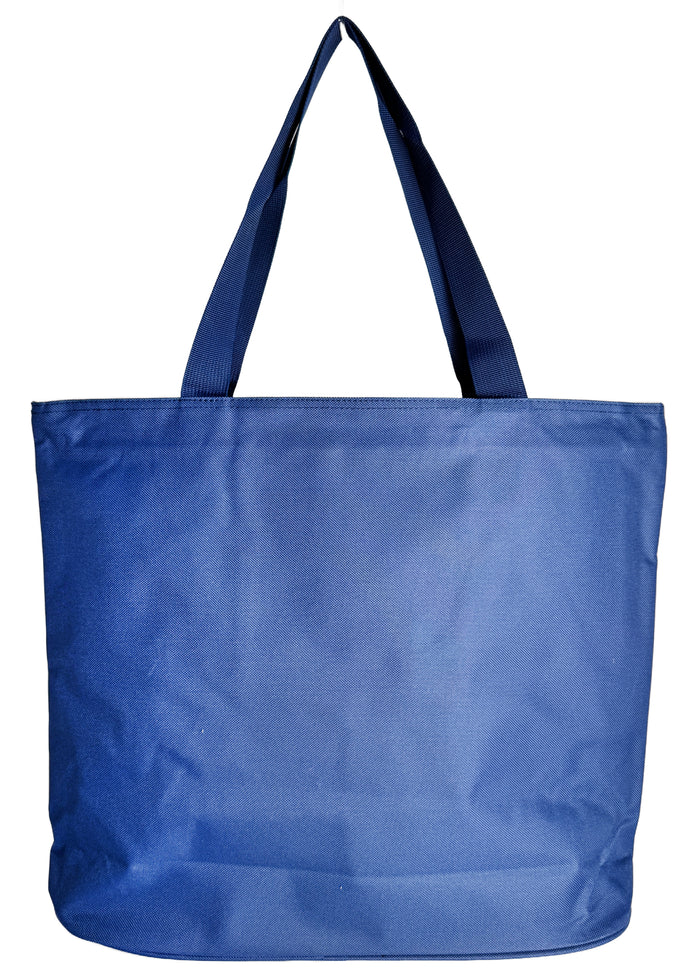 Miffy Beach Day Large Beach Tote in navy with full-front Miffy beach day graphic on durable poly-canvas beach tote bag — back view