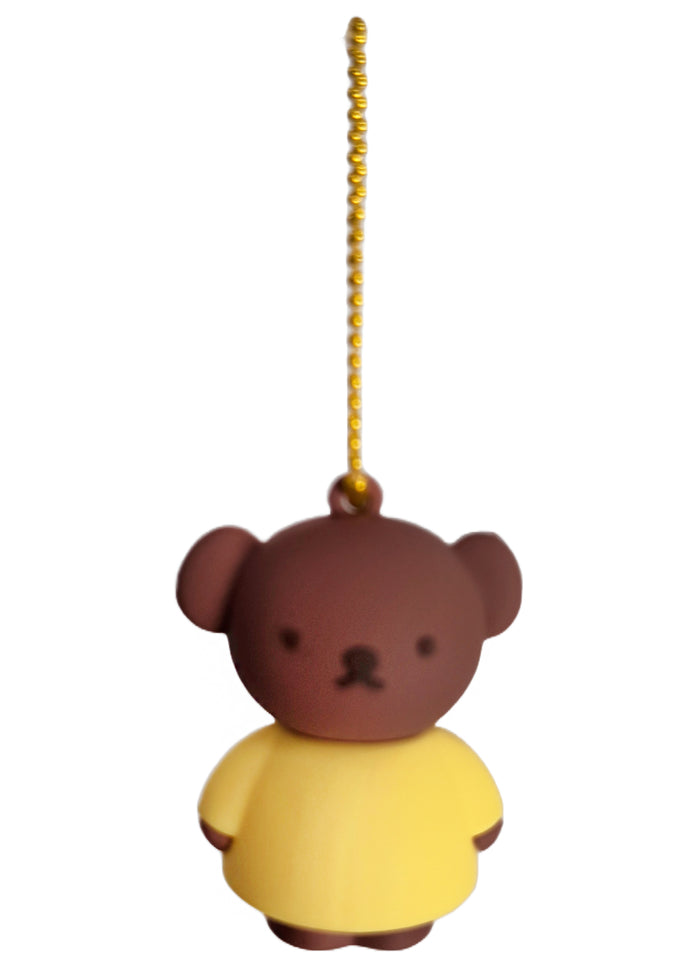 Miffy Boris Bear Rubber Mascot Keychain 2.0 in brown yellow with Boris Bear rubber figure on ball chain kawaii keychain — front view
