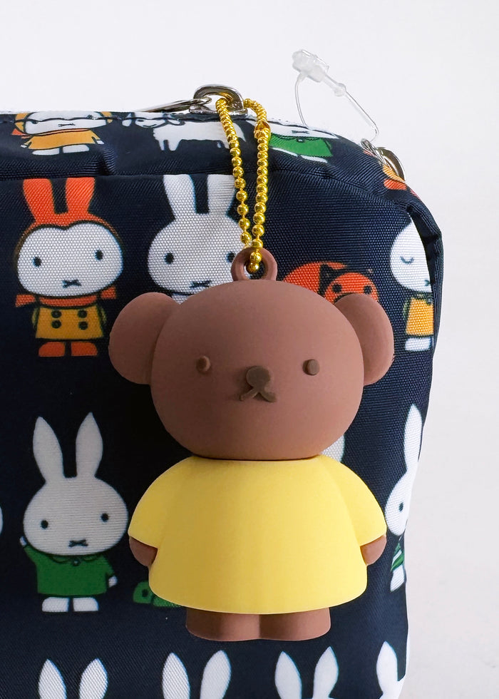 Miffy Boris Bear Rubber Mascot Keychain 2.0 in brown yellow with Boris Bear rubber figure on ball chain kawaii keychain — model view