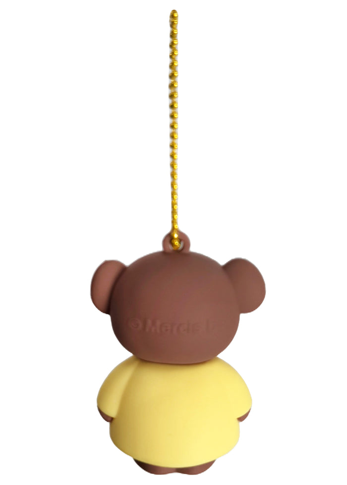 Miffy Boris Bear Rubber Mascot Keychain 2.0 in brown yellow with Boris Bear rubber figure on ball chain kawaii keychain — back view