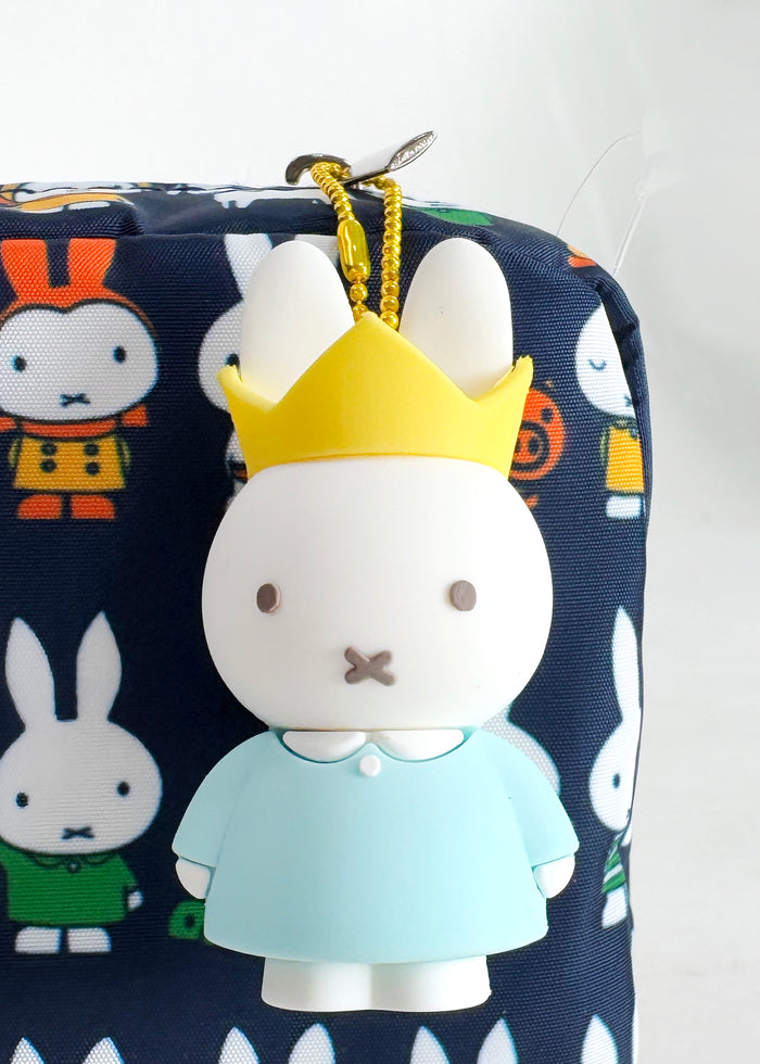 Miffy Rubber Mascot Keychain 2.0 in blue white with Miffy rubber figure on ball chain kawaii keychain — model view