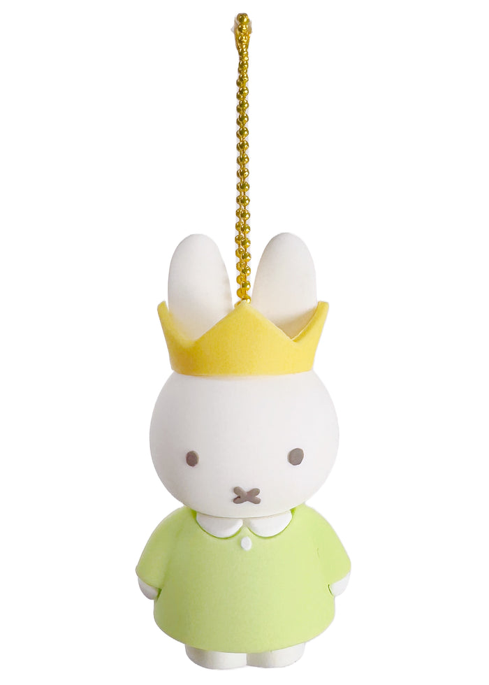 Miffy Rubber Mascot Keychain 2.0 in green white with Miffy rubber figure on ball chain kawaii keychain — front view