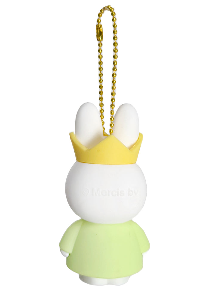 Miffy Rubber Mascot Keychain 2.0 in green white with Miffy rubber figure on ball chain kawaii keychain — back view