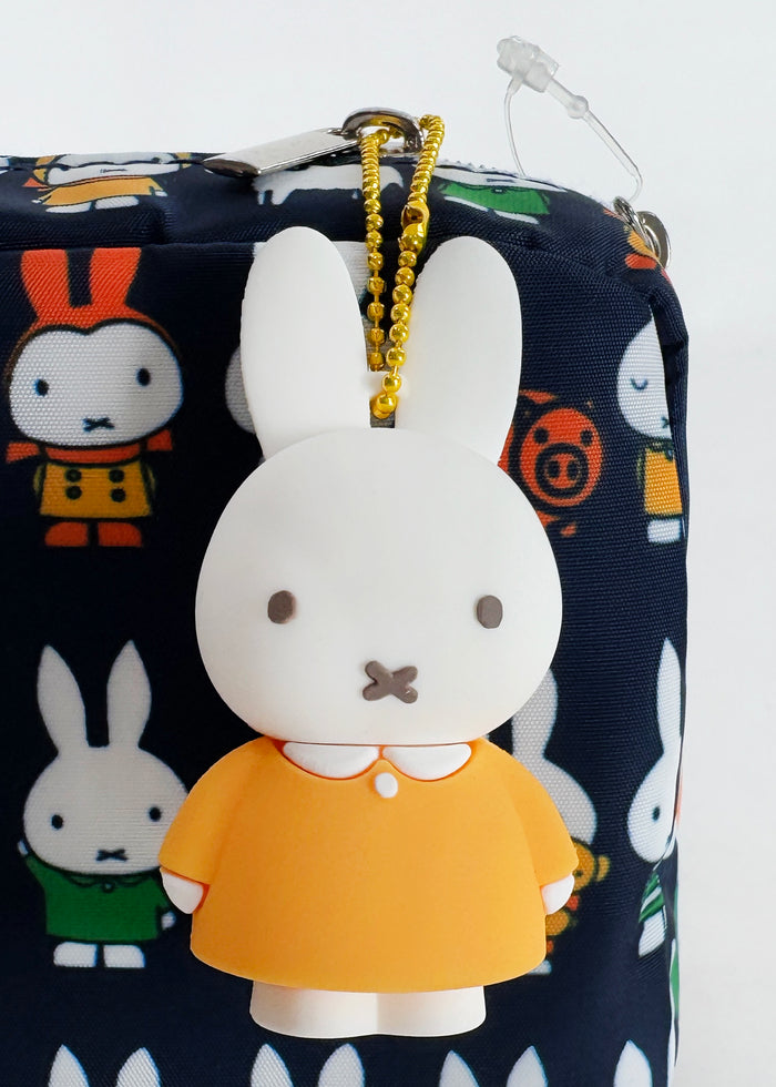 Miffy Rubber Mascot Keychain 2.0 in orange white with Miffy rubber figure on ball chain kawaii keychain — model view