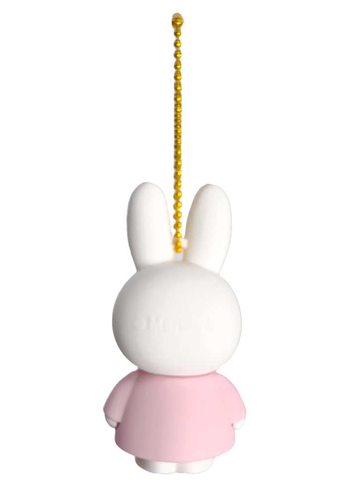 Miffy Rubber Mascot Keychain 2.0 in pink white with Miffy rubber figure on ball chain kawaii keychain — back view