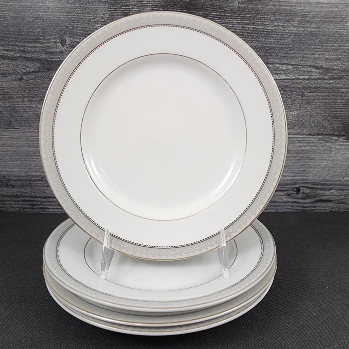Mikasa Platinum Crown Salad Plate Set of 4 White Ceramic Fine China 8 " L3428