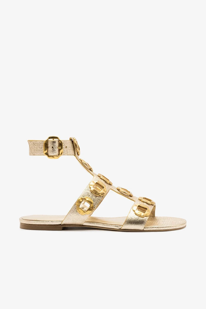 Milan Gladiator Flat Platina Metallic Flat - Sandal Larroudé