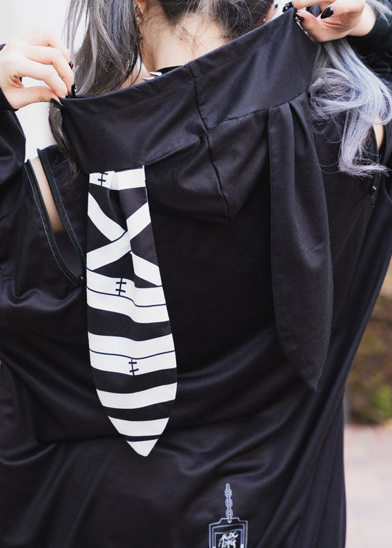 ACDC Rag Mill & Nero Moon Bunny Black White Oversized Hoodie on model — side view