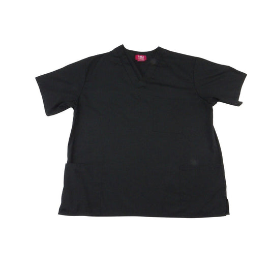 M&M Scrubs Classic Comfort Black V Neck Short Sleeve Scrub Top Medium 33990