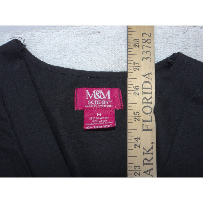 M&M Scrubs Classic Comfort Black V Neck Short Sleeve Scrub Top Medium 33993
