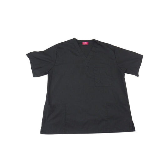 M&M Scrubs Classic Comfort Black V Neck Short Sleeve Scrub Top Medium 34050
