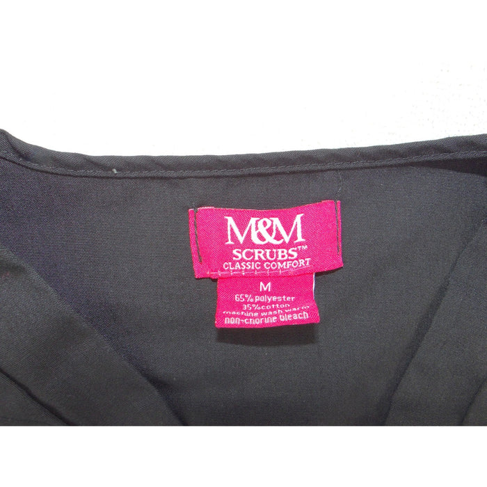 M&M Scrubs Classic Comfort Black V Neck Short Sleeve Scrub Top Medium 34052