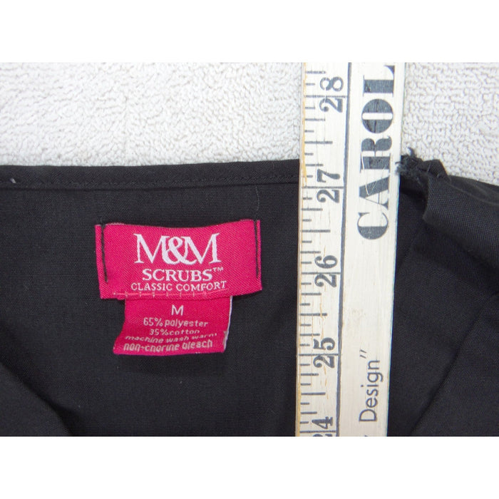 M&M Scrubs Classic Comfort Black V Neck Short Sleeve Scrub Top Medium 34054