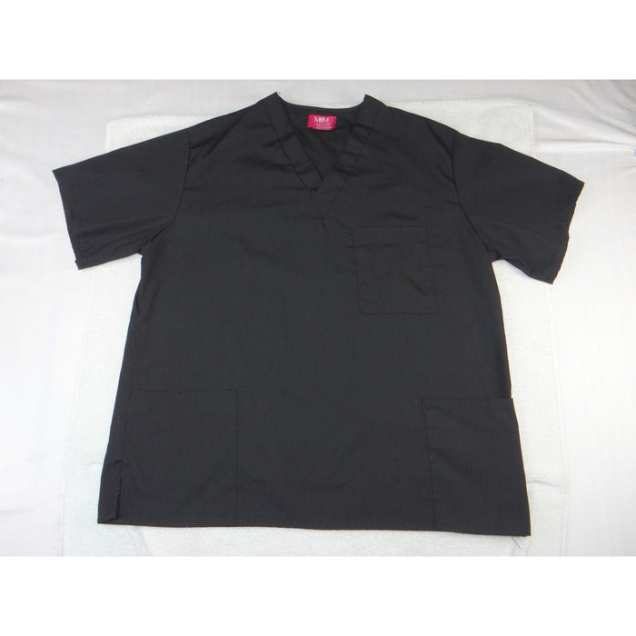 M&M Scrubs Classic Comfort V Neck Top Black Short Sleeve Medical Uniform Medium0