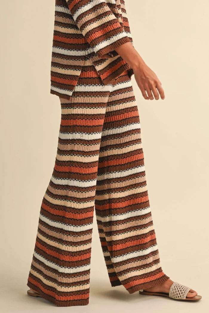 Mocha Striped Knit Pants