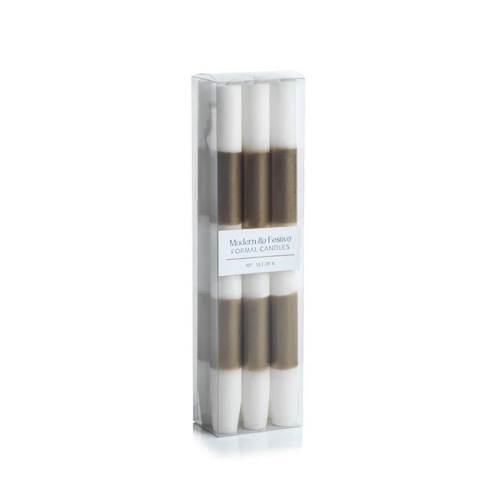 MODERN & FESTIVE GOLD FORMAL CANDLES/SET OF 6