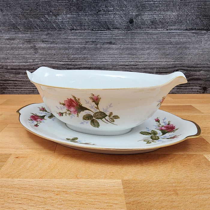 Moss Rose One Piece Gravy/Sauce Boat Pink Flowers Gold Trim by Sango Japan